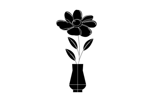 Flowers Pot Botanical Black Style Graphics and Illustrations
