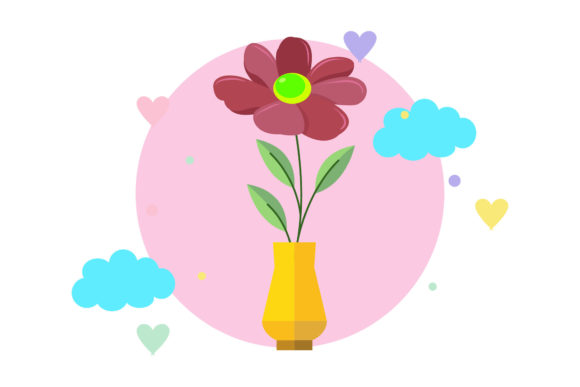 Flowers Pot Botanical Circle Cloud Graphics and Illustrations Review