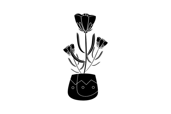 Flowers Pot Summer Black Icon Graphics Freebies