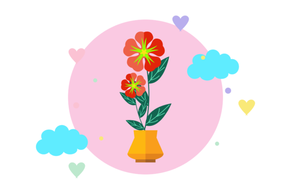 Flowers Pot Summer Garden Circle Cloud Graphics Freebies Review