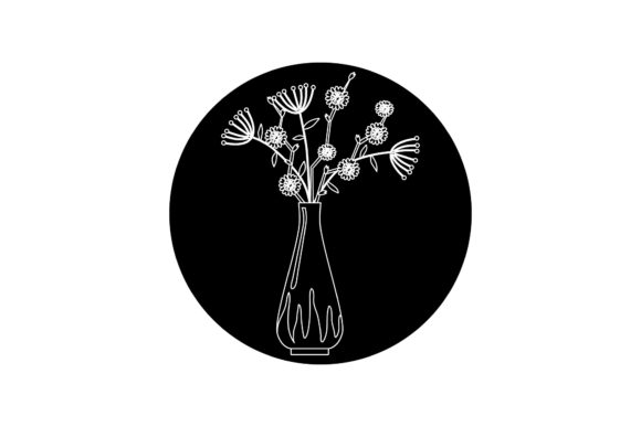 Icon Vector Flowers White Line Style Graphics Freebies