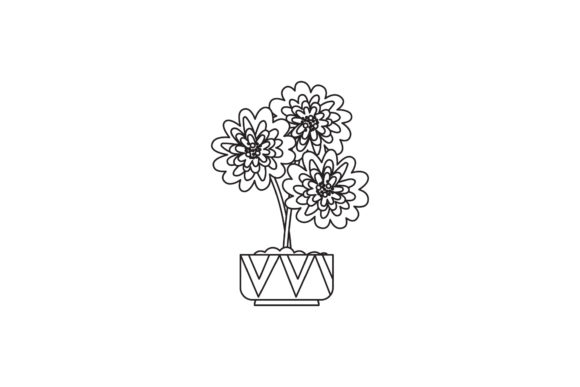 Tree Cute Flowers Icon Line Style Graphics Freebies