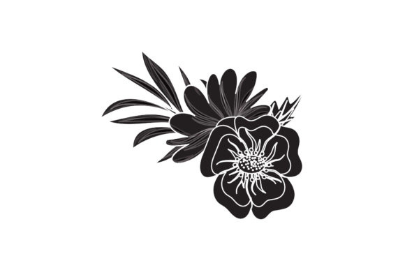 Two Flowers Beauty Icon White Line Style Graphics and Freebies
