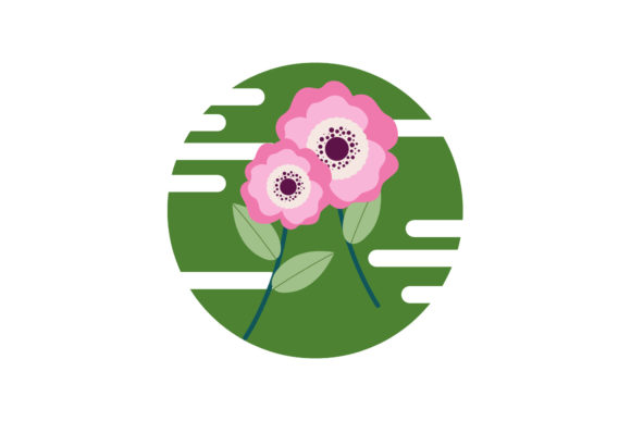 Two Pink Flowers Icon Graphics and Illustrations Review